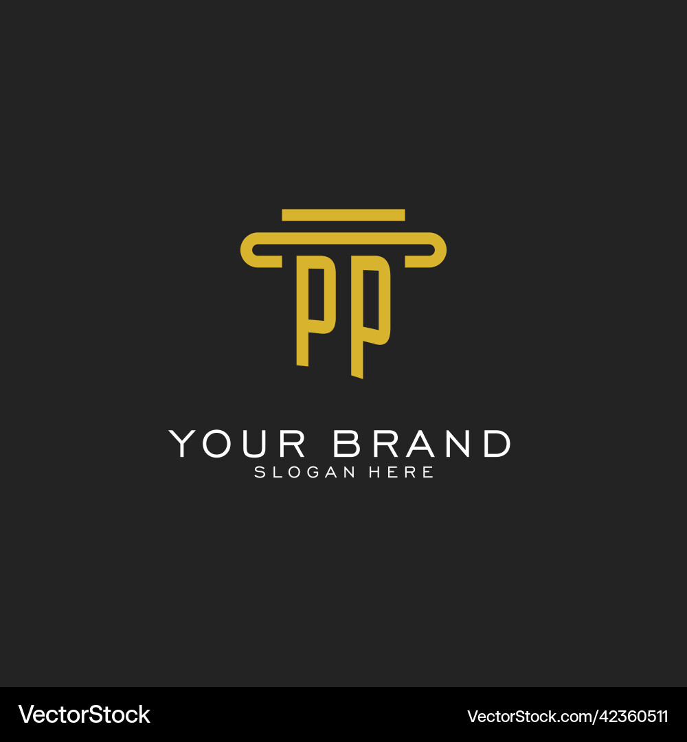 Pp initial logo with simple pillar style design Vector Image
