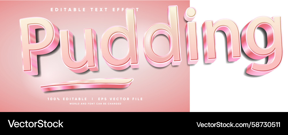 Pudding text effect with modern style Vector Image