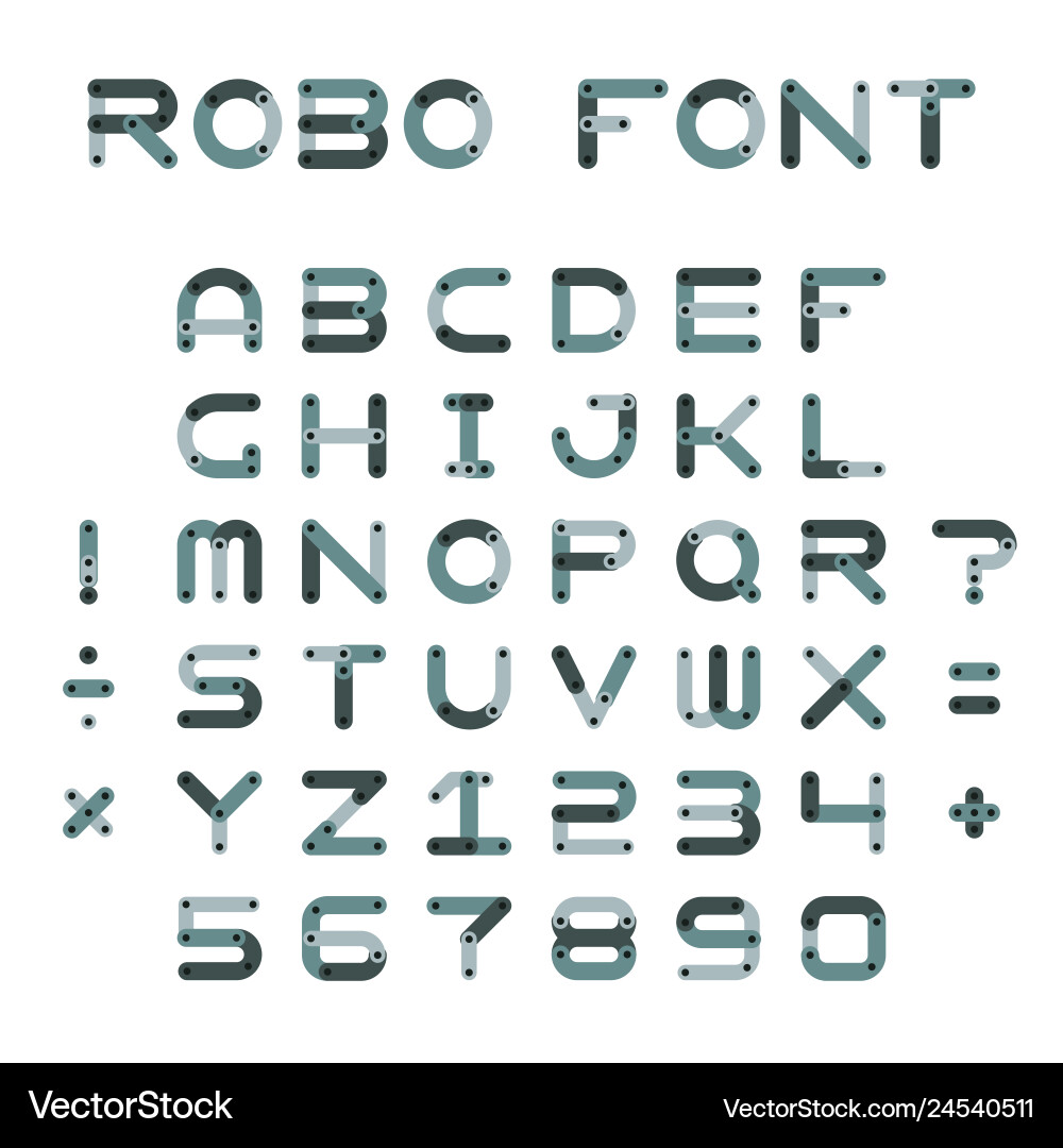 Robotic or mechanic font in flat style Vector Image