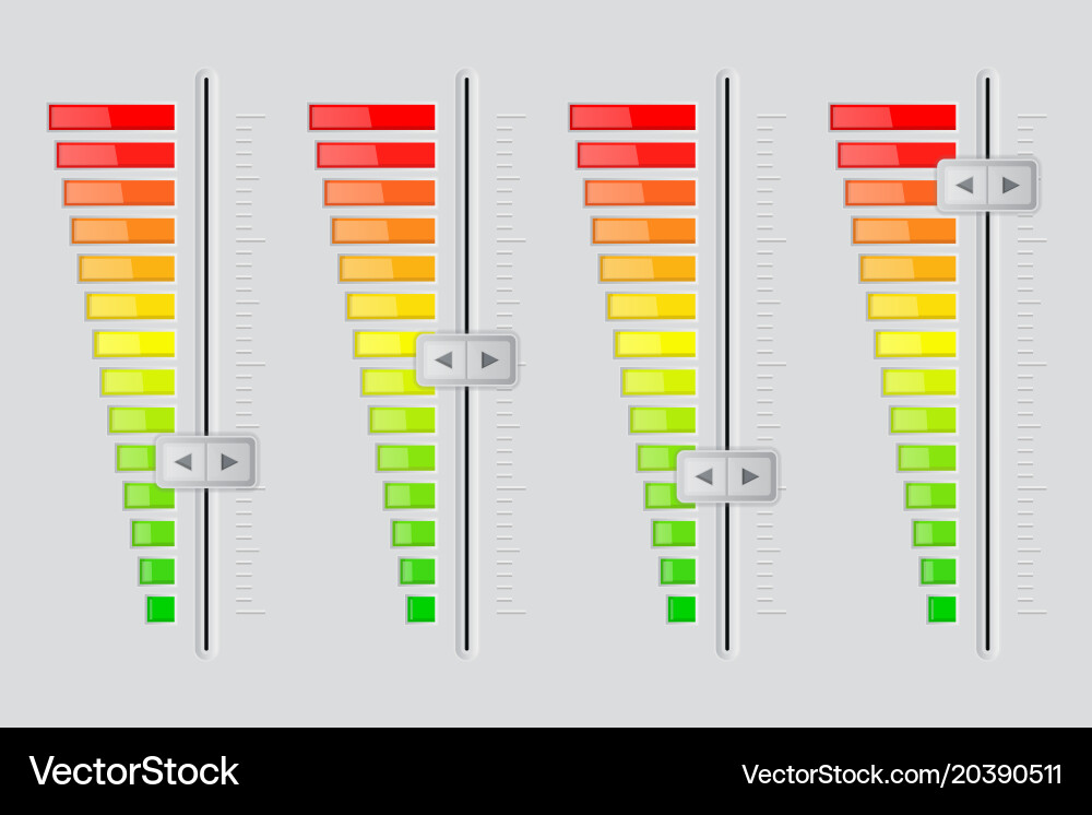 Vertical volume sliders from minimum to maximum vector image