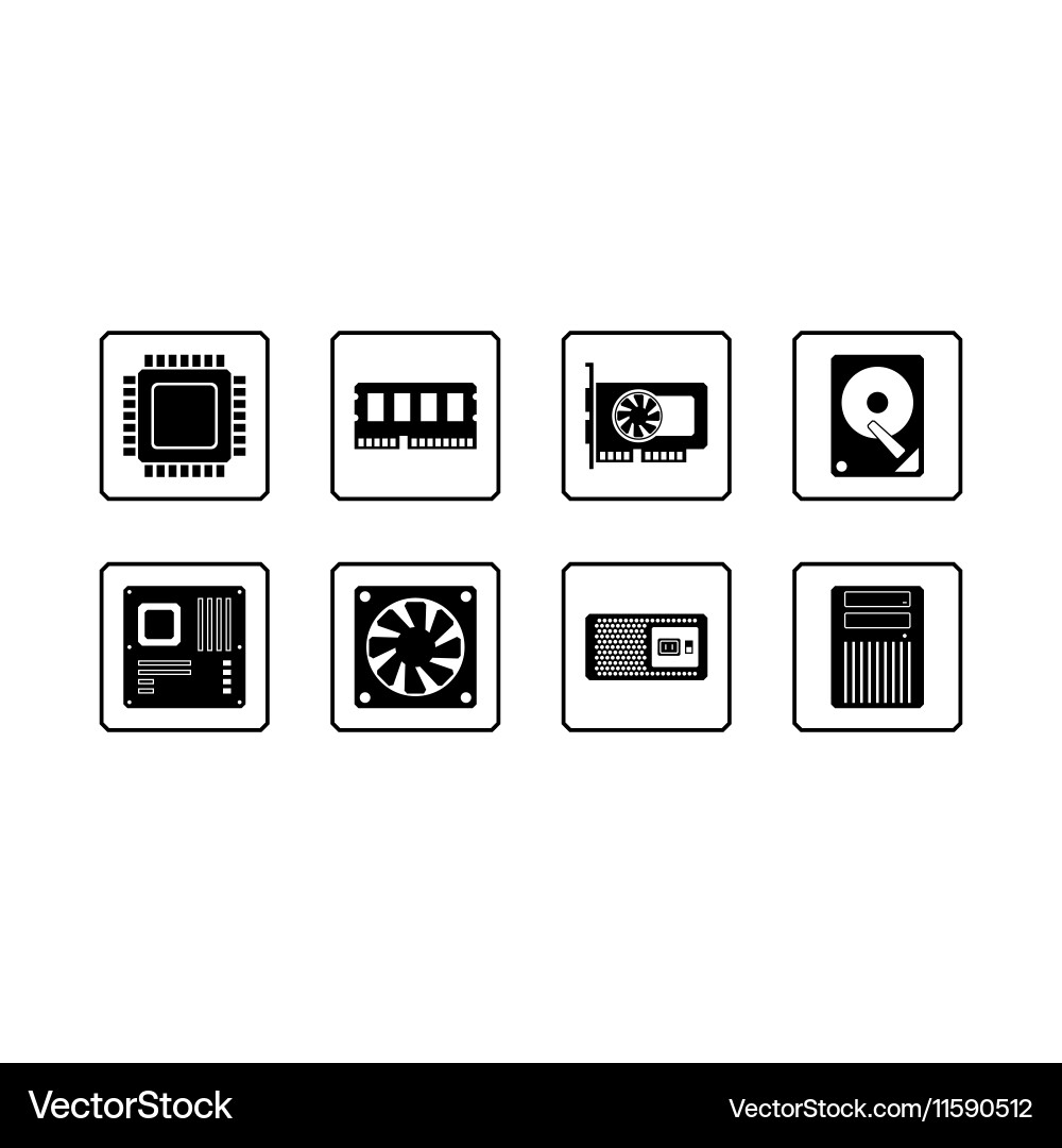 Computer hardware web icon set Vector Image