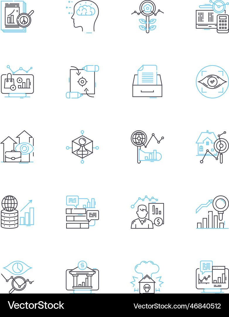 Data interpretation linear icons set analysis Data interpretation linear icons set analysis vector image