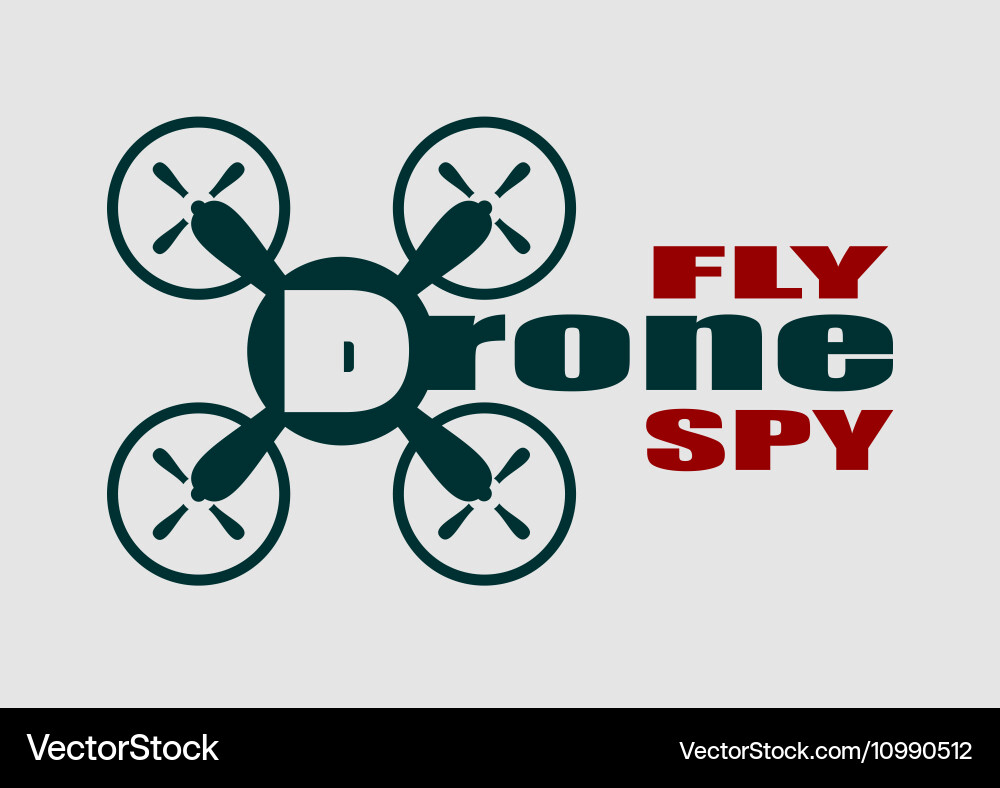 Drone quadrocopter icon fly and spy text Vector Image