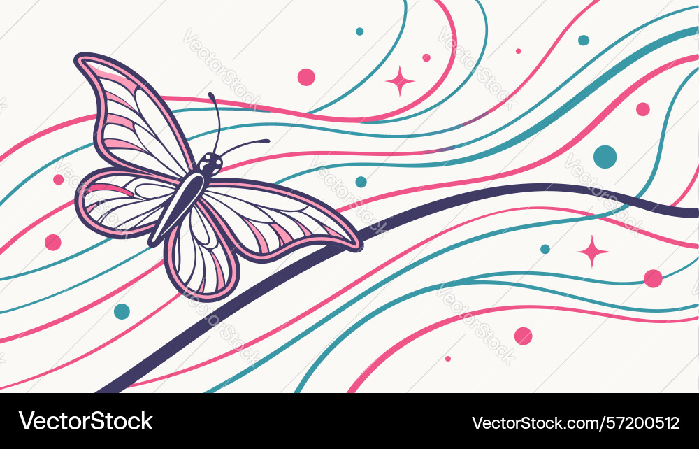 Elegant butterfly with dynamic abstract swirls Vector Image