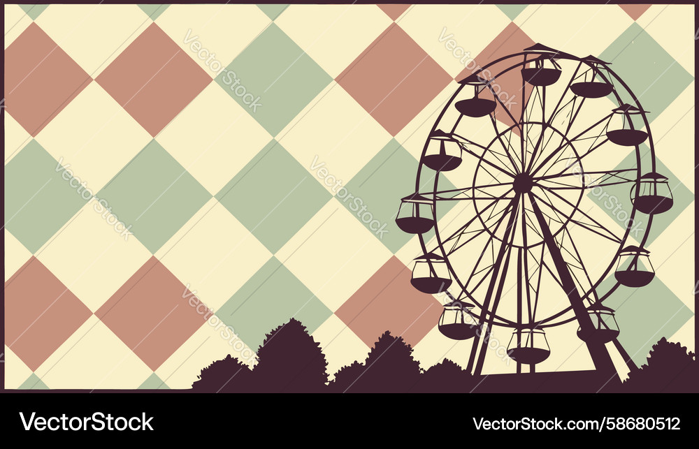 Ferris wheel with argyle pattern background Vector Image