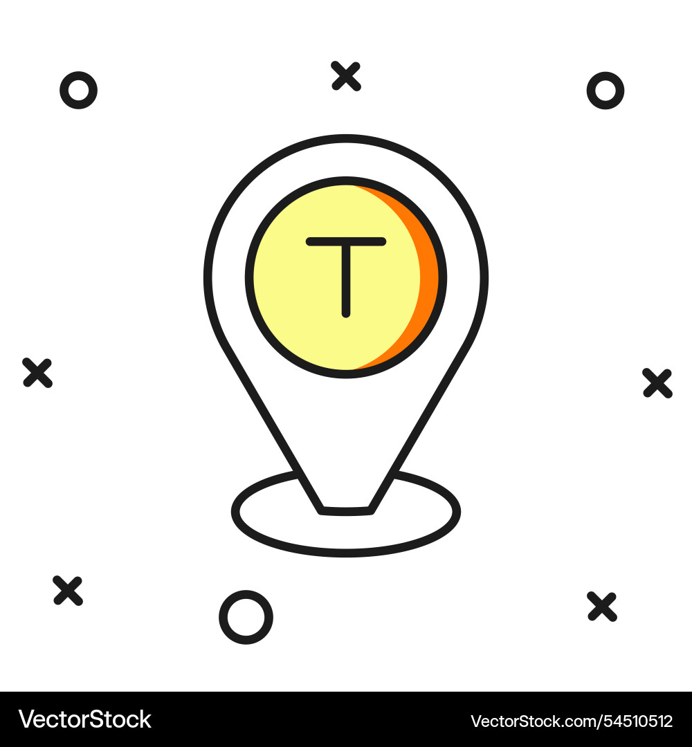 Filled outline map pointer with taxi car icon Filled outline map pointer with taxi car icon vector image