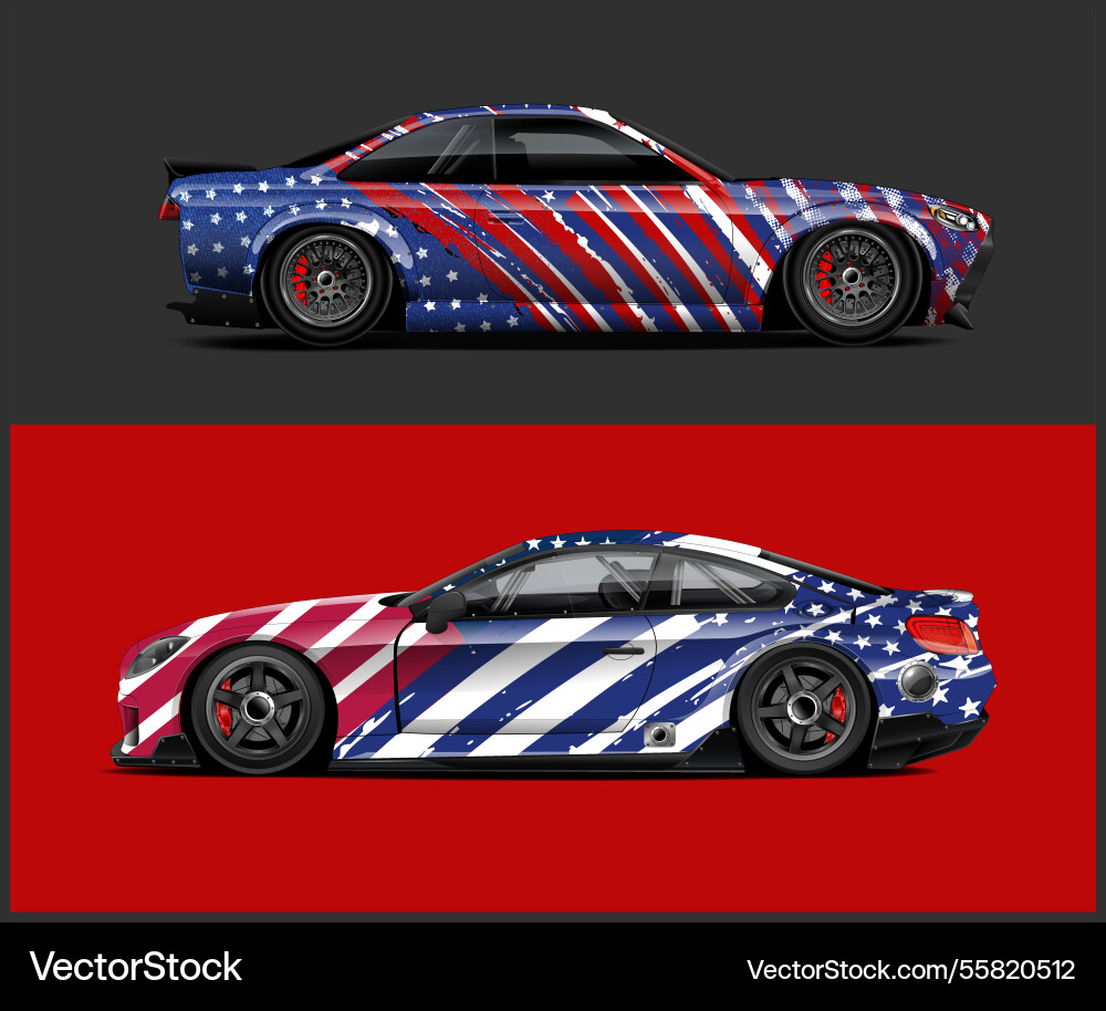 Flag car wrap design graphics Vector Image