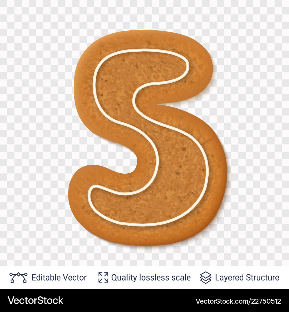 Gingerbread number five symbol with drop shadow Gingerbread number five symbol with drop shadow vector image