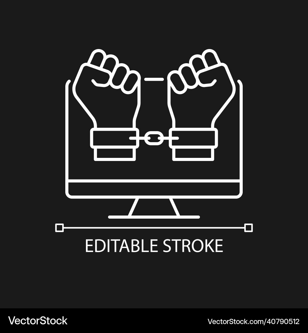Hacker catching white linear icon for dark theme Vector Image