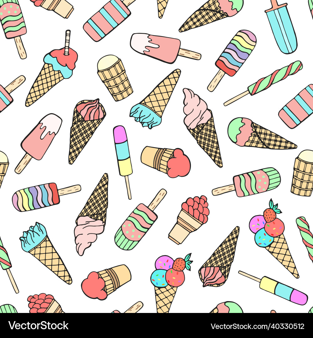 Hand drawn seamless pattern of different types Vector Image