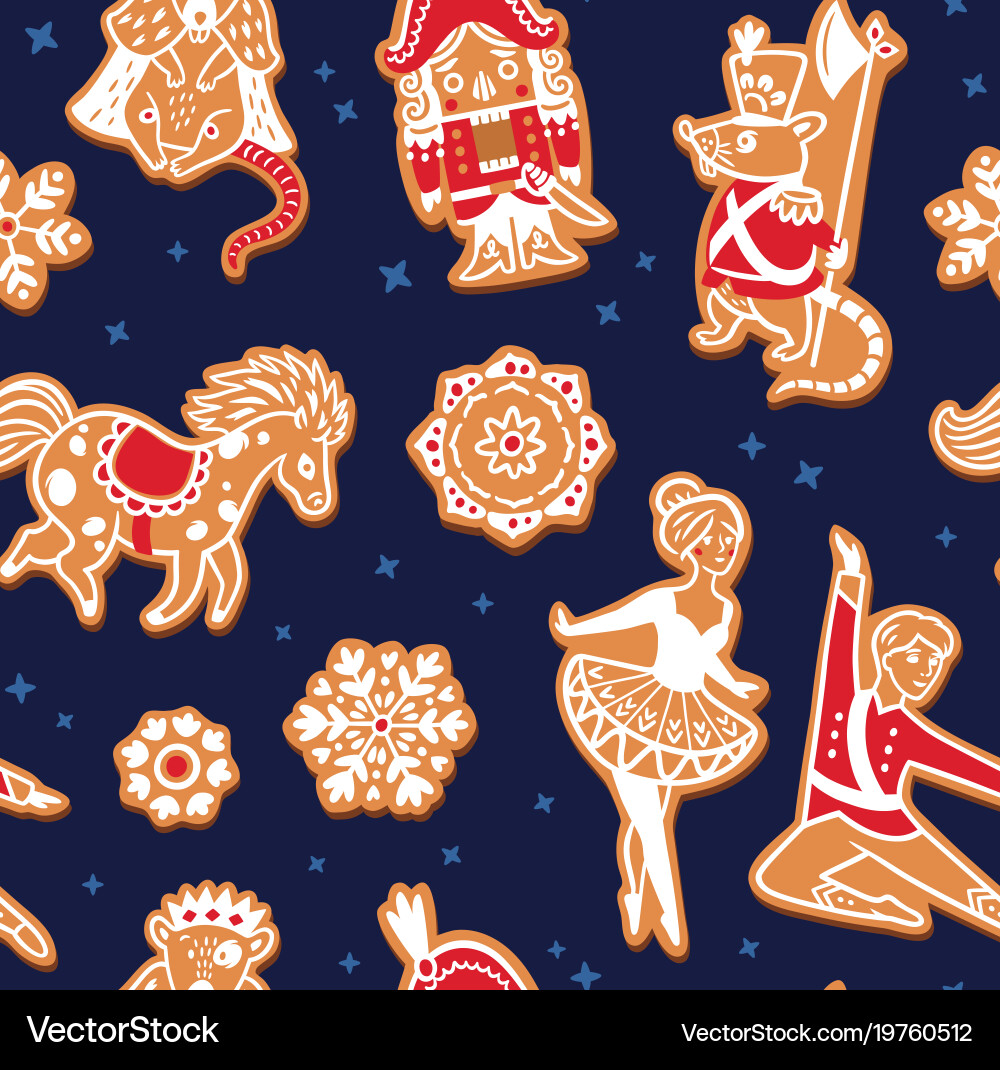 Nutcracker Gingerbread Pattern vector image