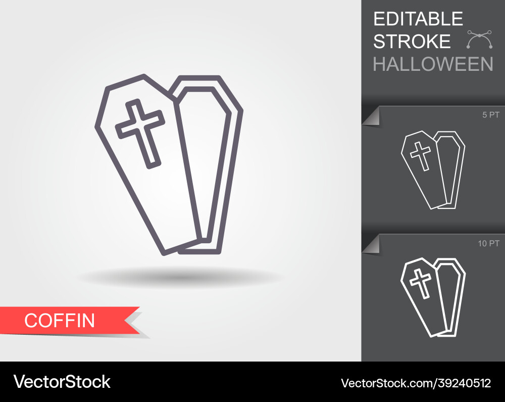 Open coffin line icon with editable stroke Vector Image