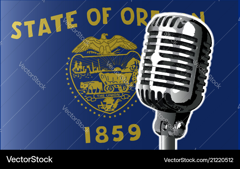 Oregon flag and microphone vector image