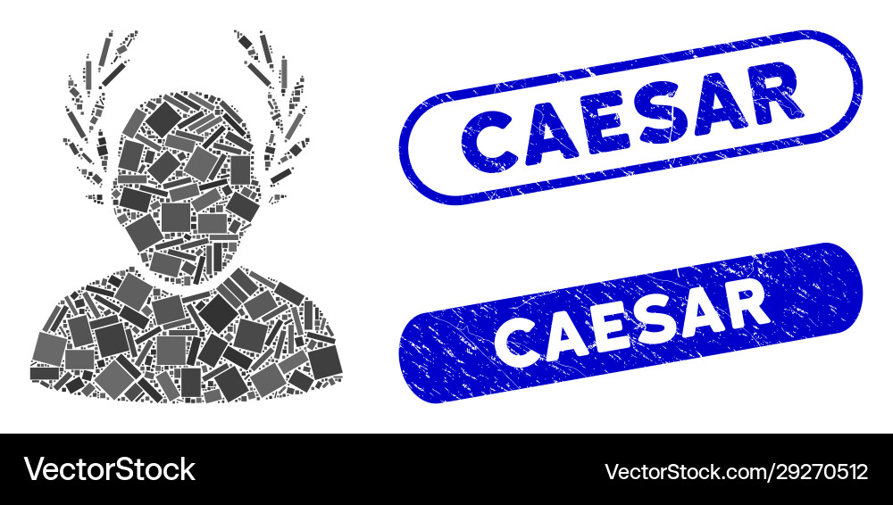 Rectangle mosaic caesar with distress Vector Image