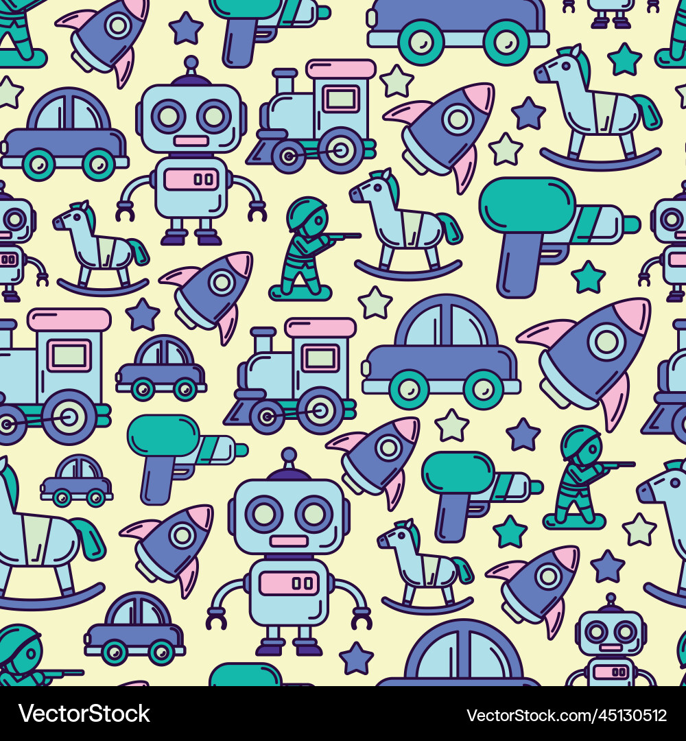 Seamless pattern background with toy icons Vector Image