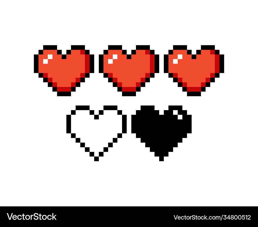 Set 8-bit pixel graphics icons isolated Vector Image