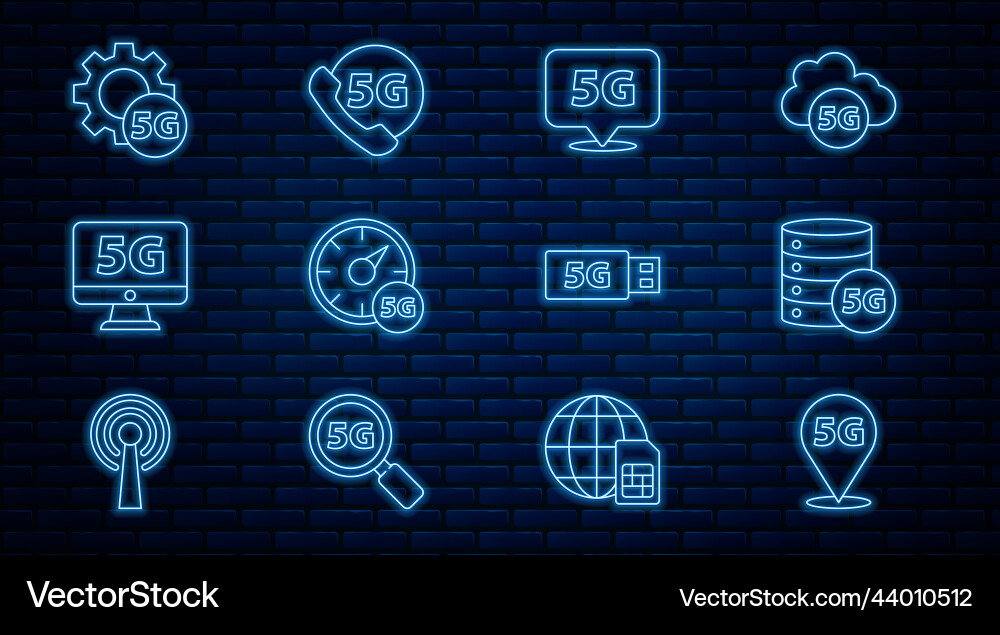 Set line location 5g network server digital Vector Image