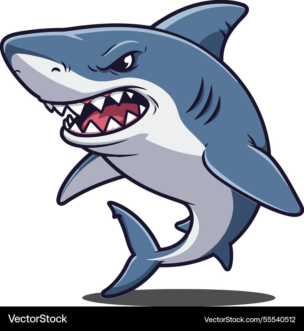 Shark in dynamic pose with bold colors Vector Image