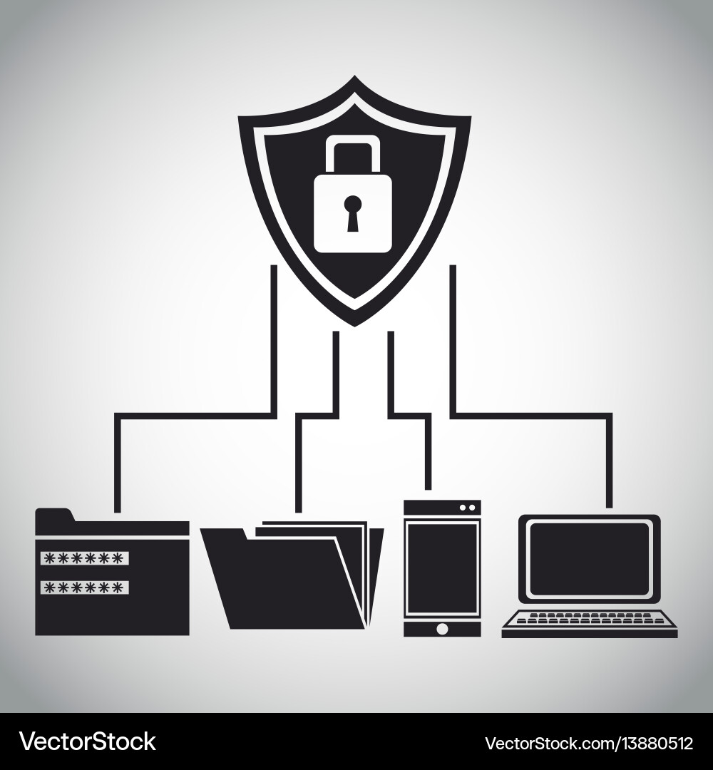 Shield protection data device files vector image