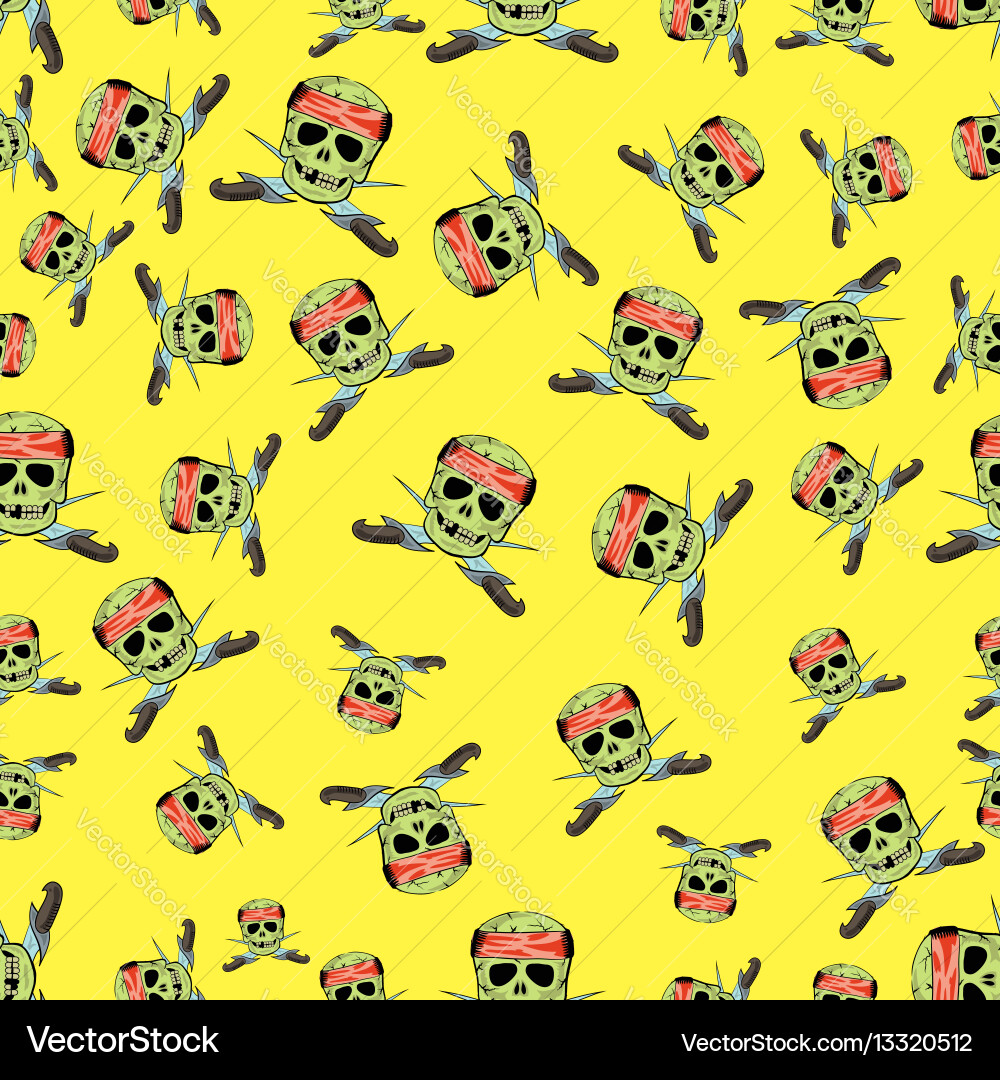 Skull cross sharp dagger seamless pattern vector image