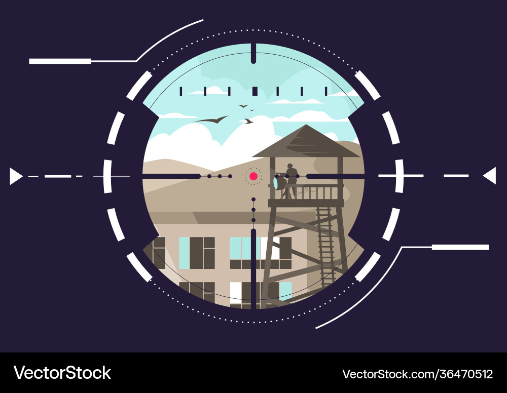 Sniper scope with measuring marks Sniper scope with measuring marks vector image
