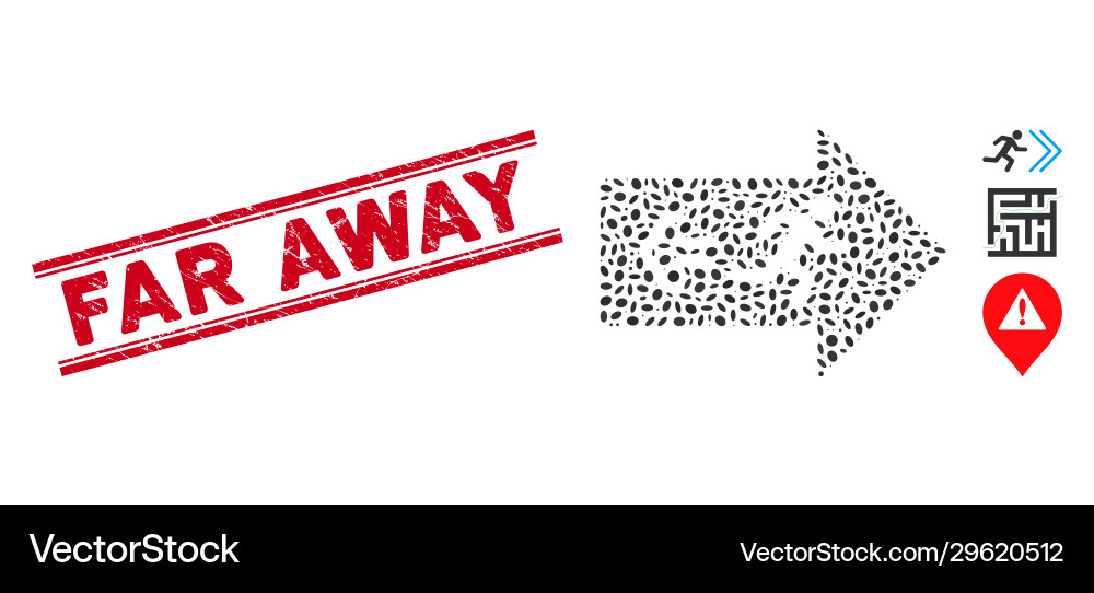 Textured far away line stamp with mosaic exit vector image