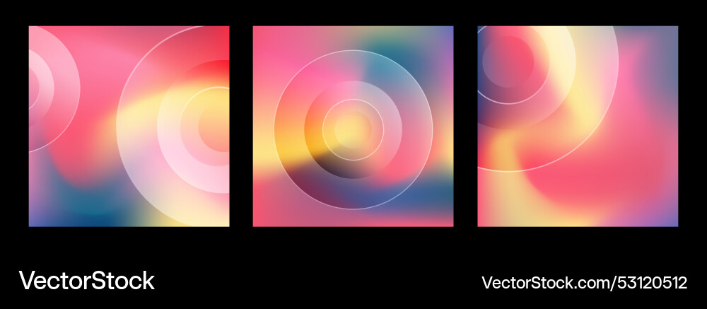Three abstract square cards with gradient texture Three abstract square cards with gradient texture vector image