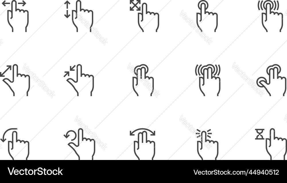 Touch Line Icons - Gesture Set vector image