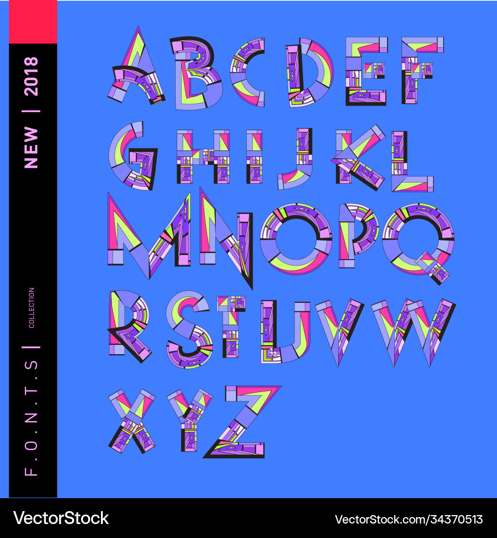 Abstract colorful font and alphabet Abstract colorful font and alphabet vector image