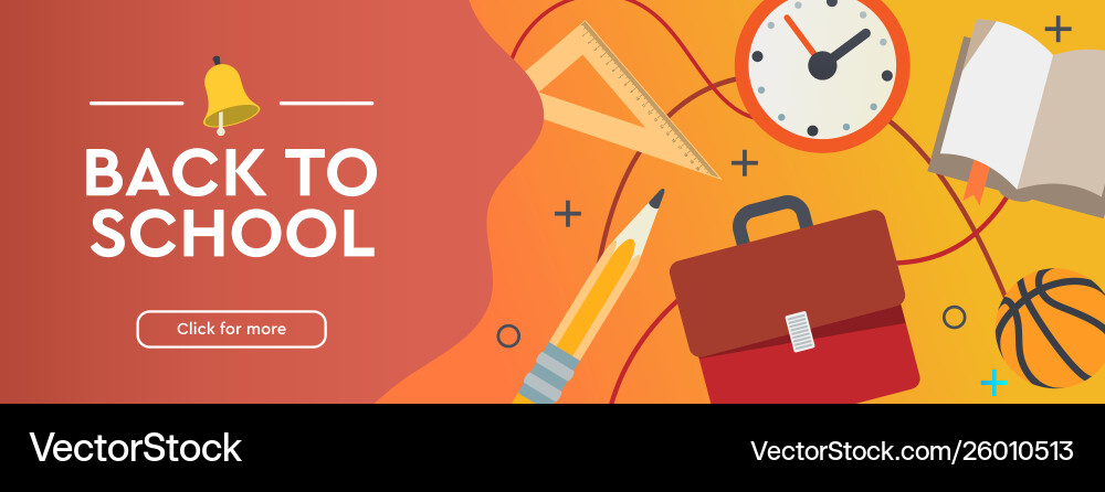 Back to school sale banner horizontal poster flat Back to school sale banner horizontal poster flat Vector Image