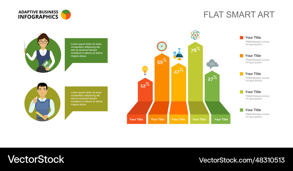 Bar chart slide template Bar chart slide template vector image