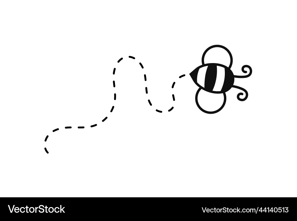 Bee flying path a in dotted line Vector Image
