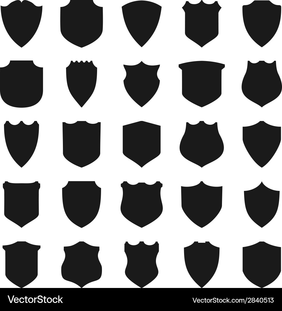 Black shields Royalty Free Vector Image - VectorStock