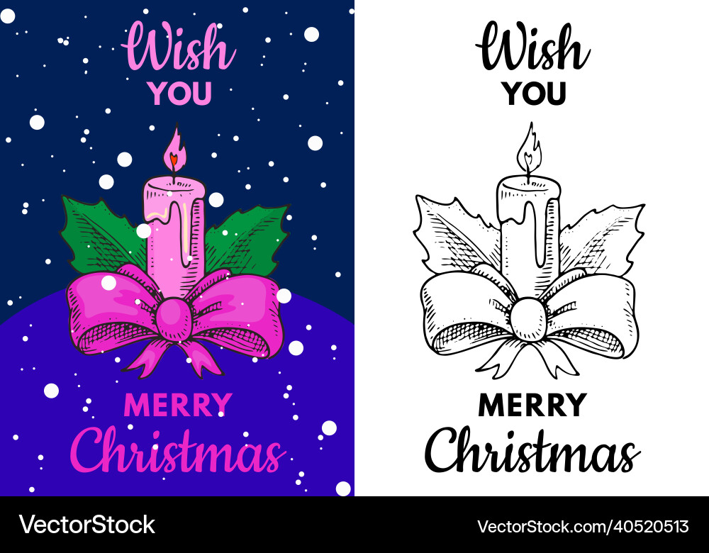 Christmas candle with ribbon banner new year Christmas candle with ribbon banner new year vector image
