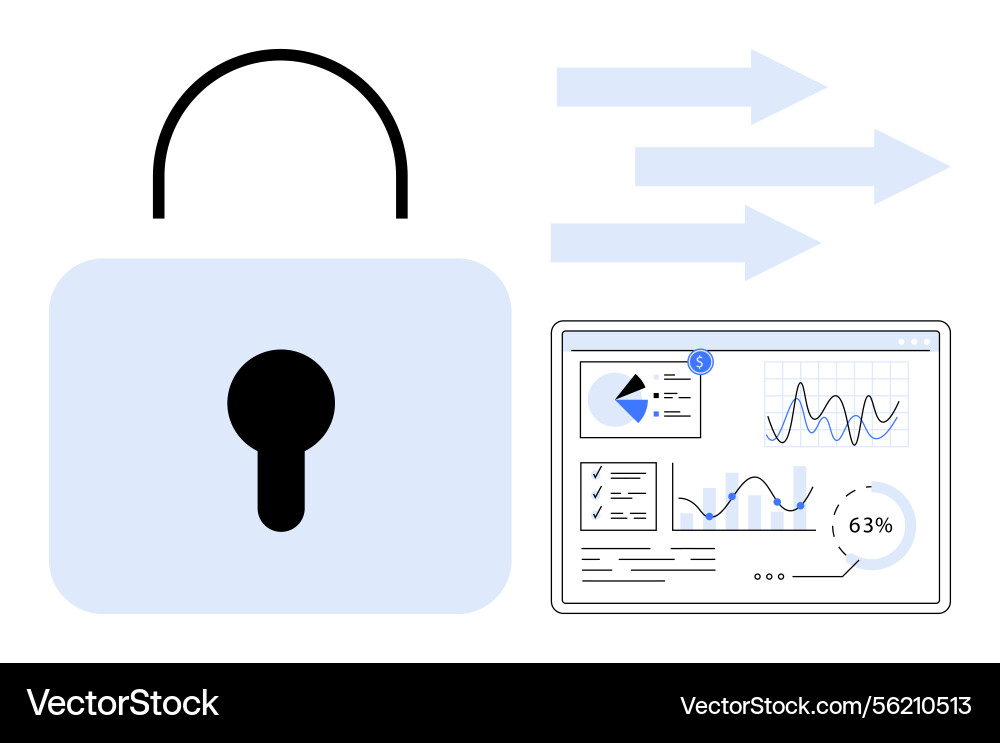 Data security visualization with lock icon Data security visualization with lock icon vector image