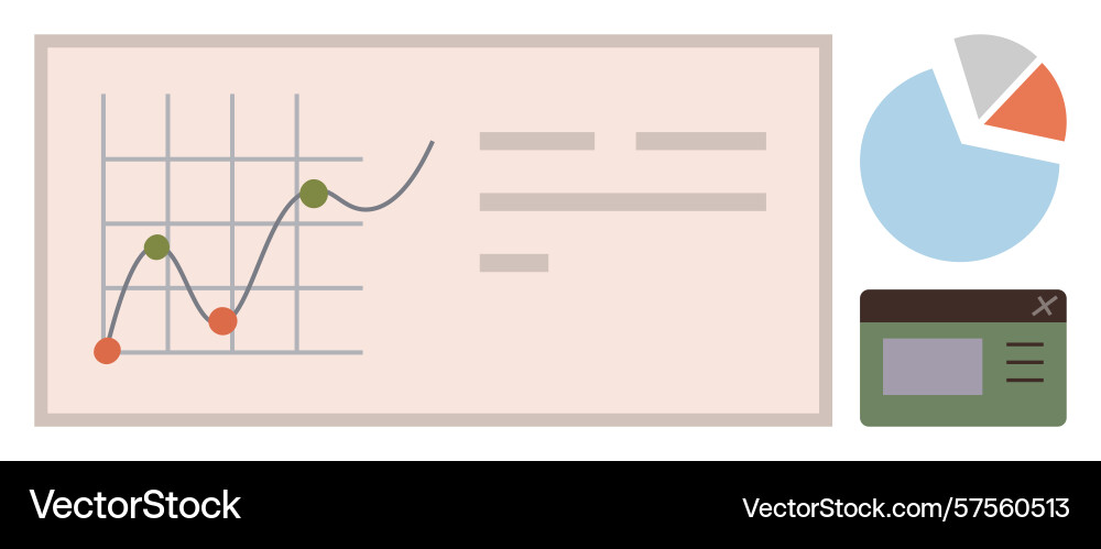 Data visualization with line graph pie chart Data visualization with line graph pie chart vector image