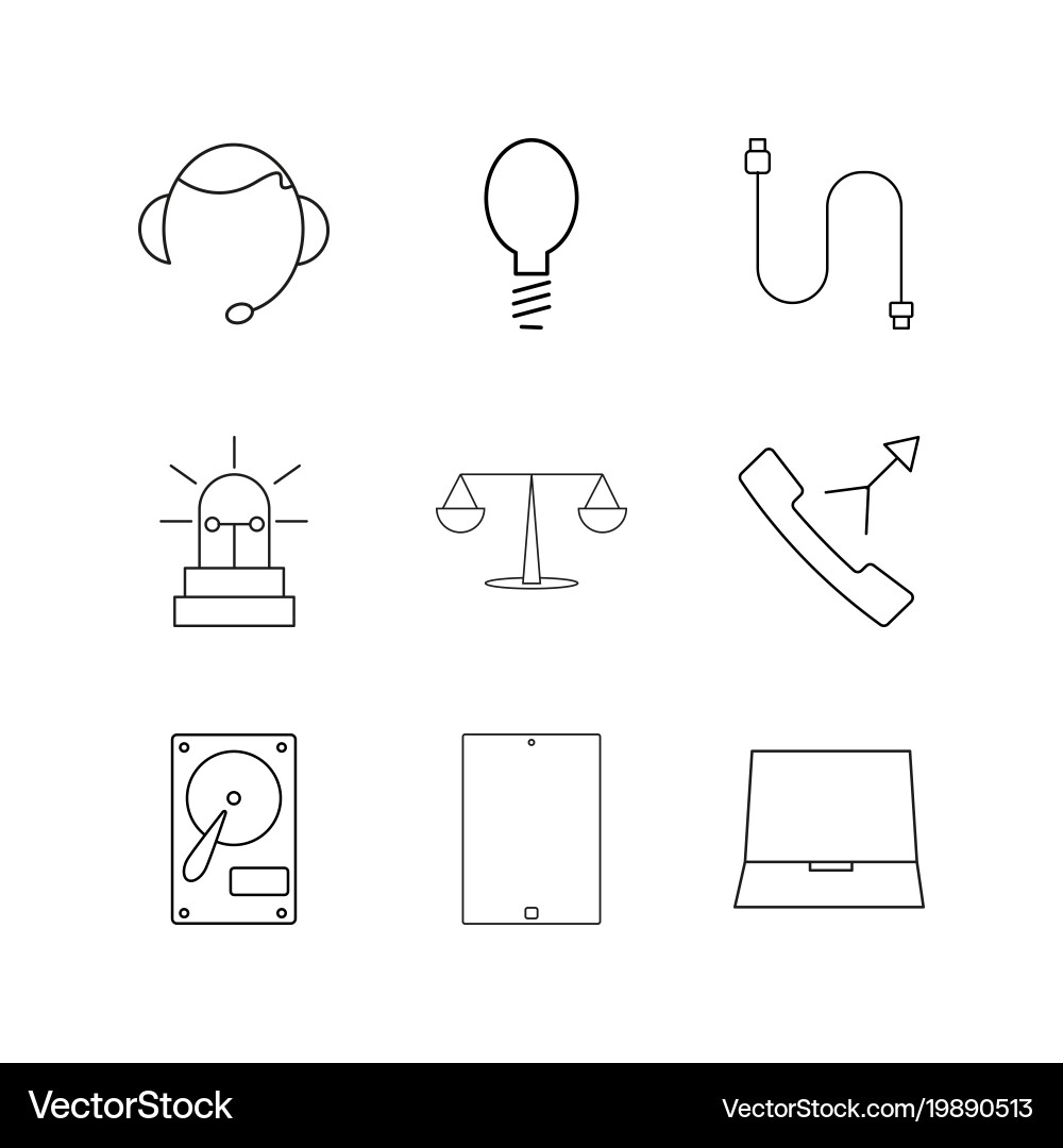 Devices linear icon set simple outline icons vector image