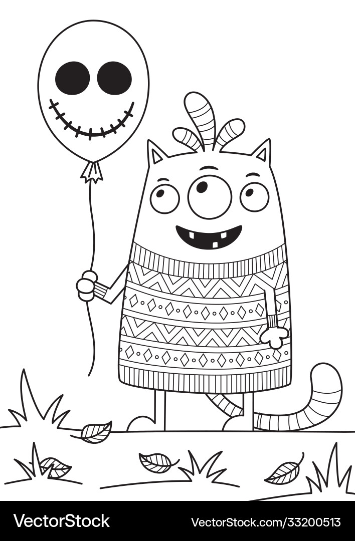 Doodle halloween Färbung Buchseite niedliches Monster Doodle halloween Färbung Buchseite niedliches Monster vektorbild