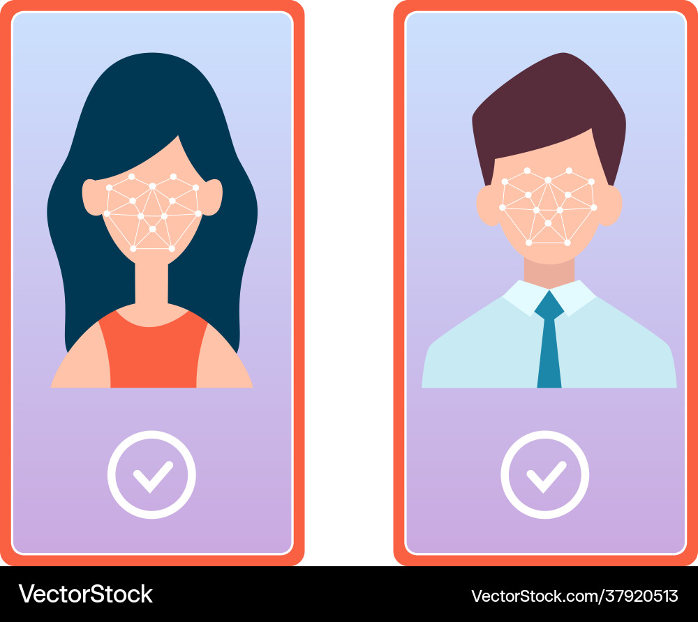 Face recognition smartphone accepted information Vector Image