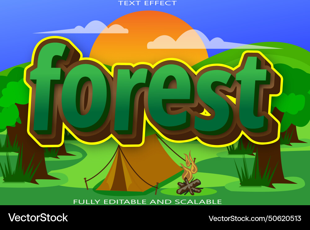Forest editable text effect 3 dimension emboss Vector Image