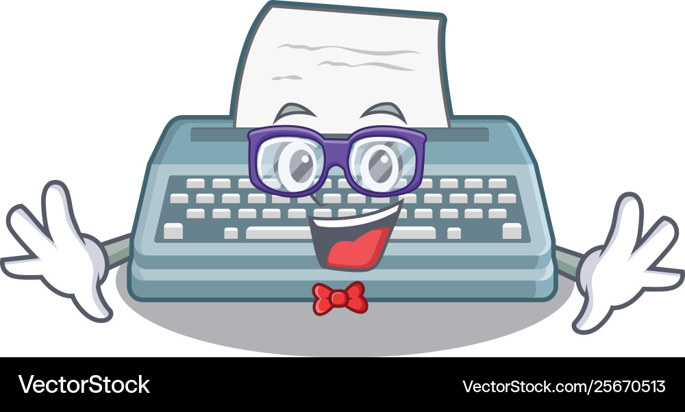 Geek typewriter isolated with in cartoon vector image