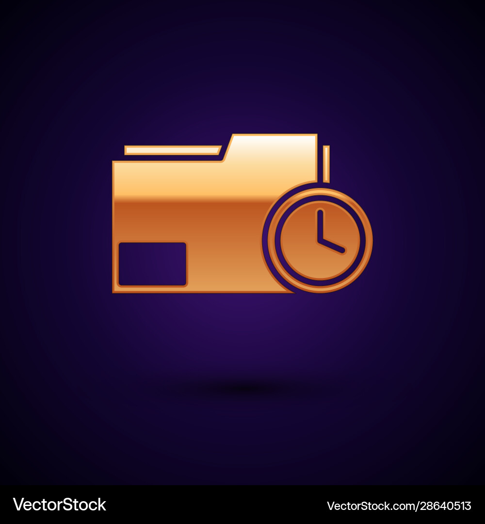 Gold document folder with clock icon isolated Gold document folder with clock icon isolated vector image