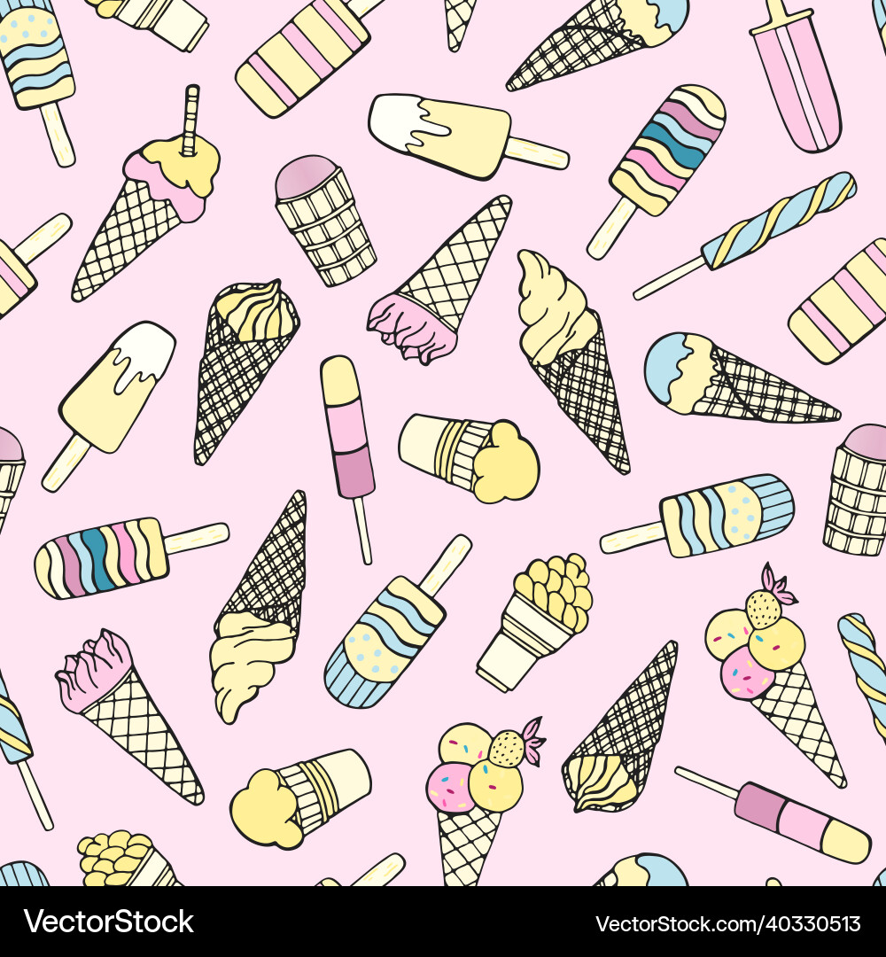 Hand drawn seamless pattern of different types Hand drawn seamless pattern of different types Vector Image
