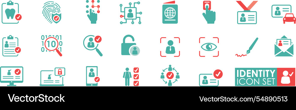 Identity icon set in solid style it contains vector image