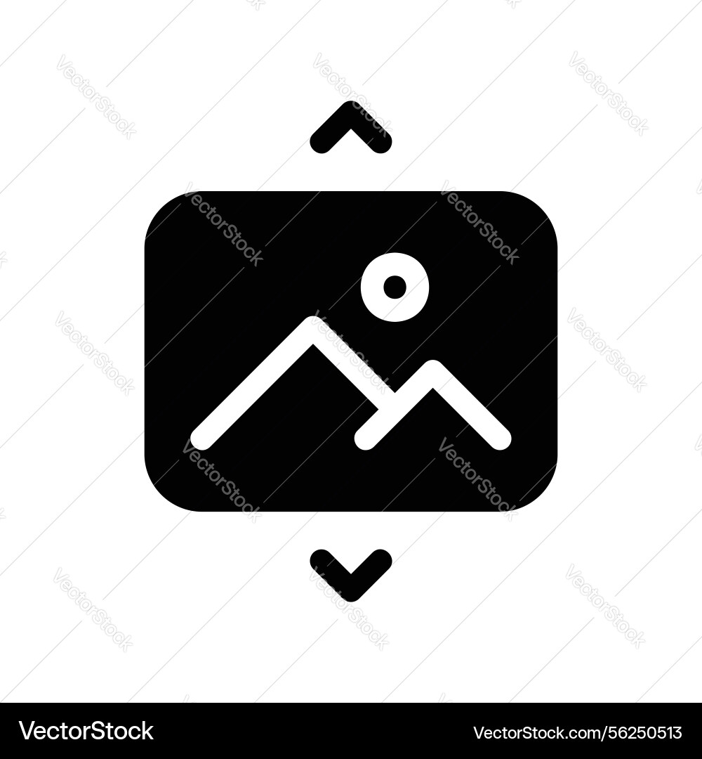 Image icon with vertical arrows indicating resize Image icon with vertical arrows indicating resize vector image