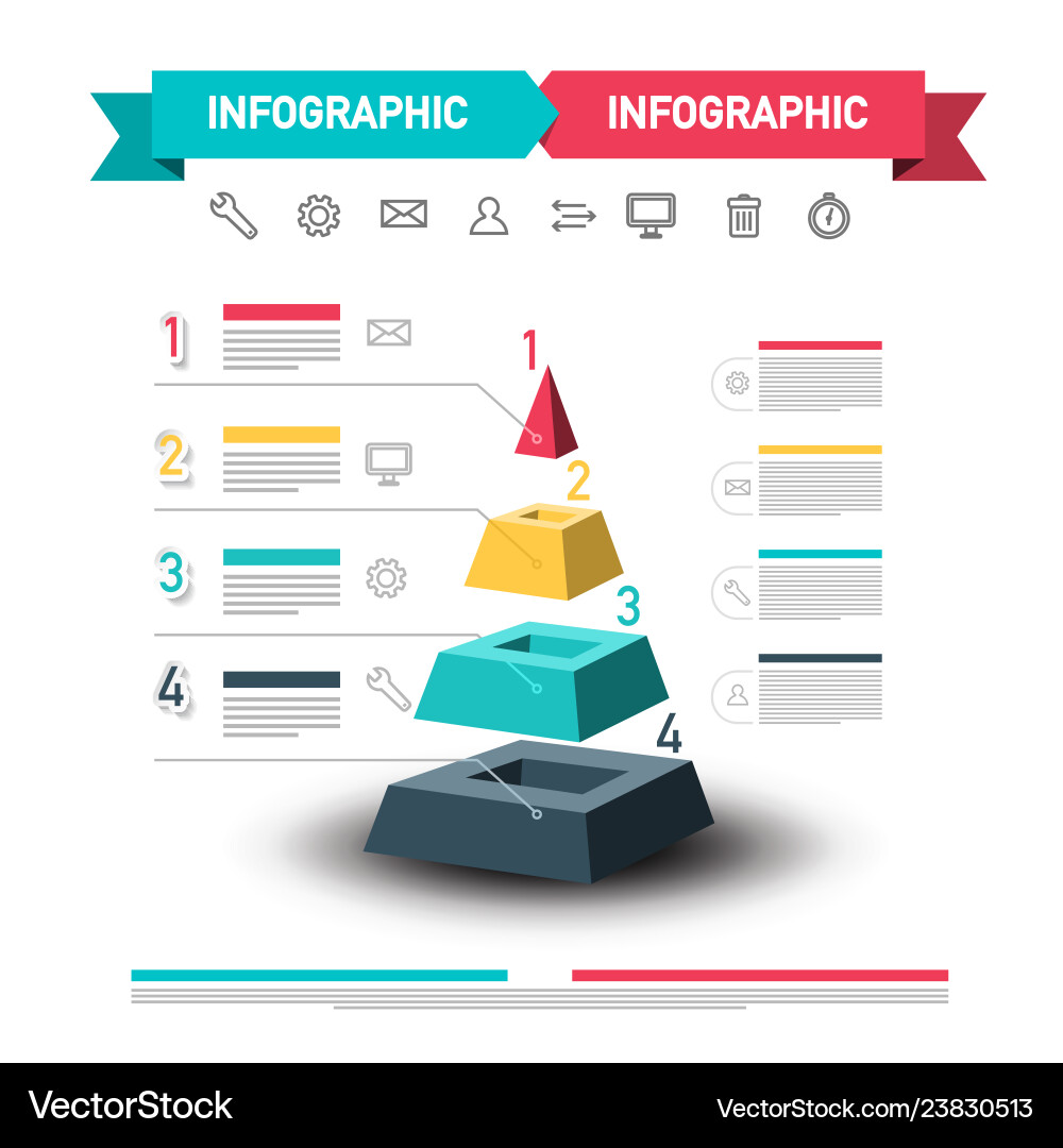 Infographic design with pyramid and data flow web Vector Image