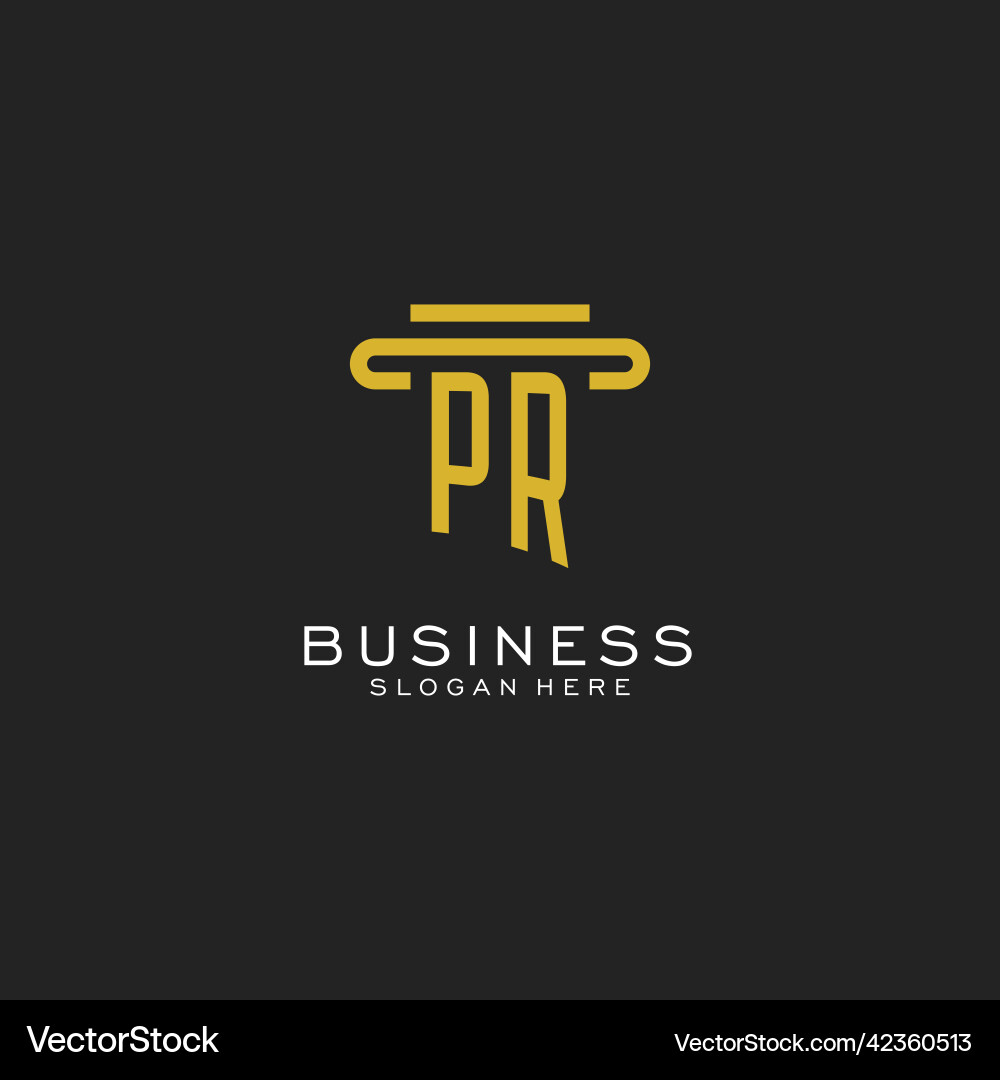 Pr initial logo with simple pillar style design Pr initial logo with simple pillar style design Vector Image