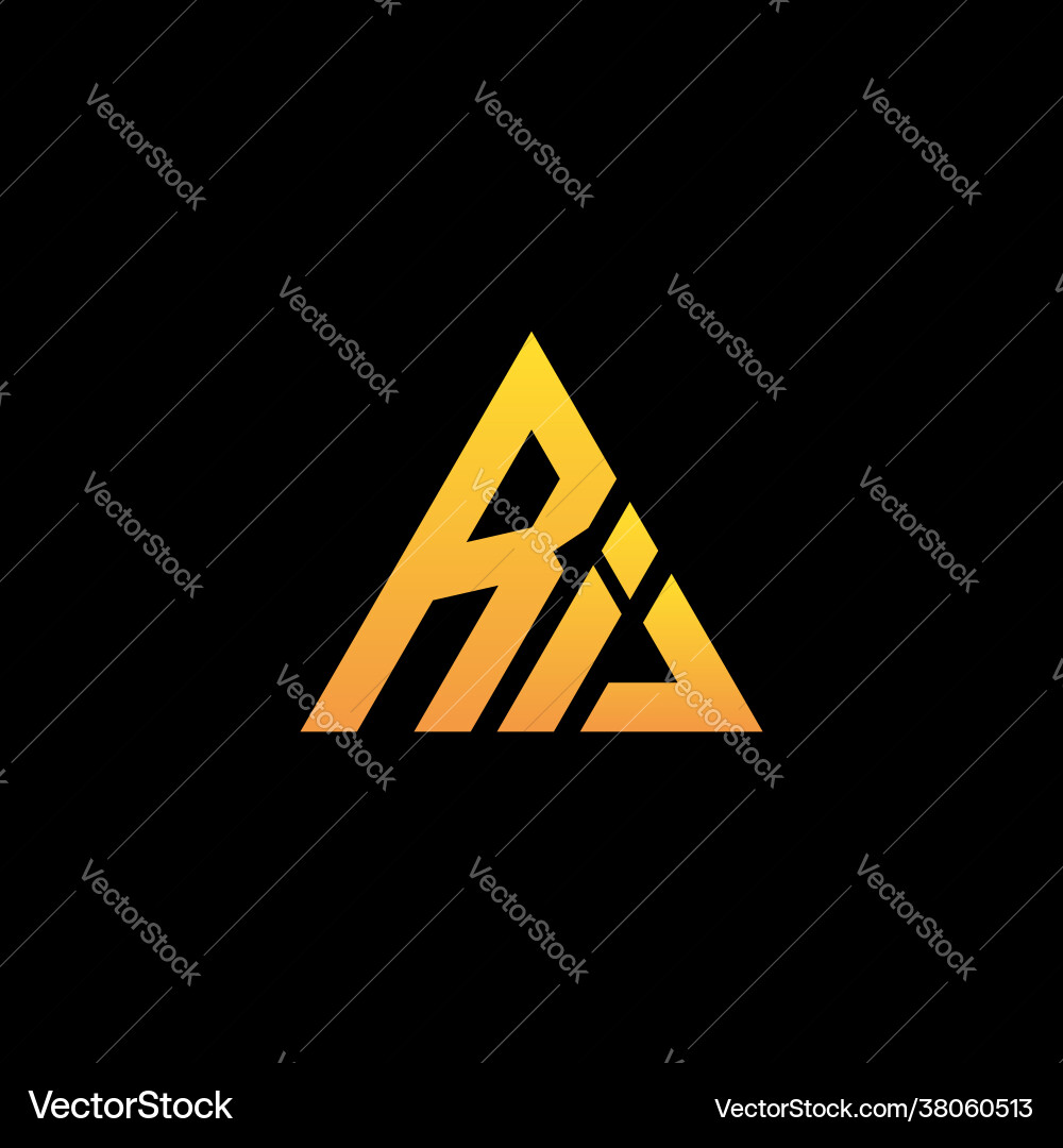 R i monogram initial logo with a yellow triangle R i monogram initial logo with a yellow triangle vector image