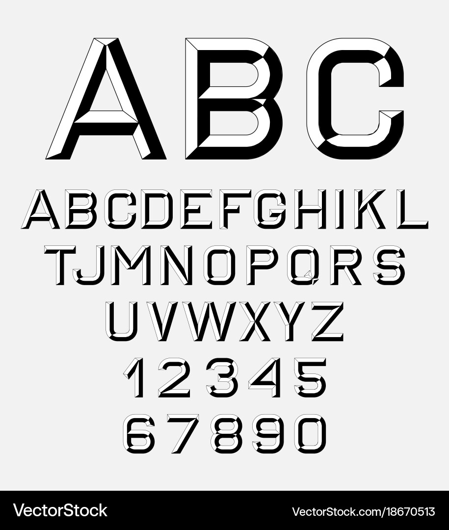 Retro Alphabet Font - 80s Style Vector Image