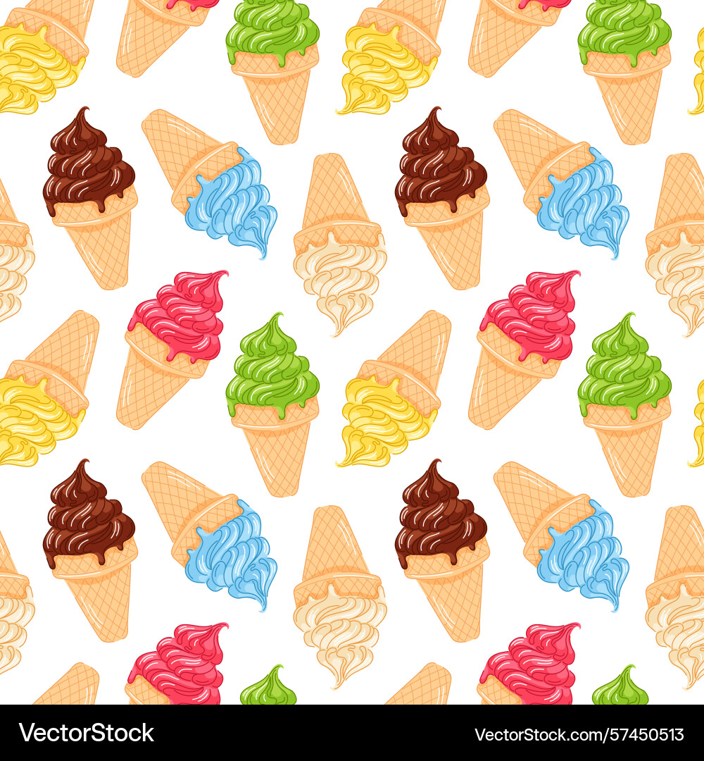 Seamless pattern of colorful soft ice cream cone Vector Image